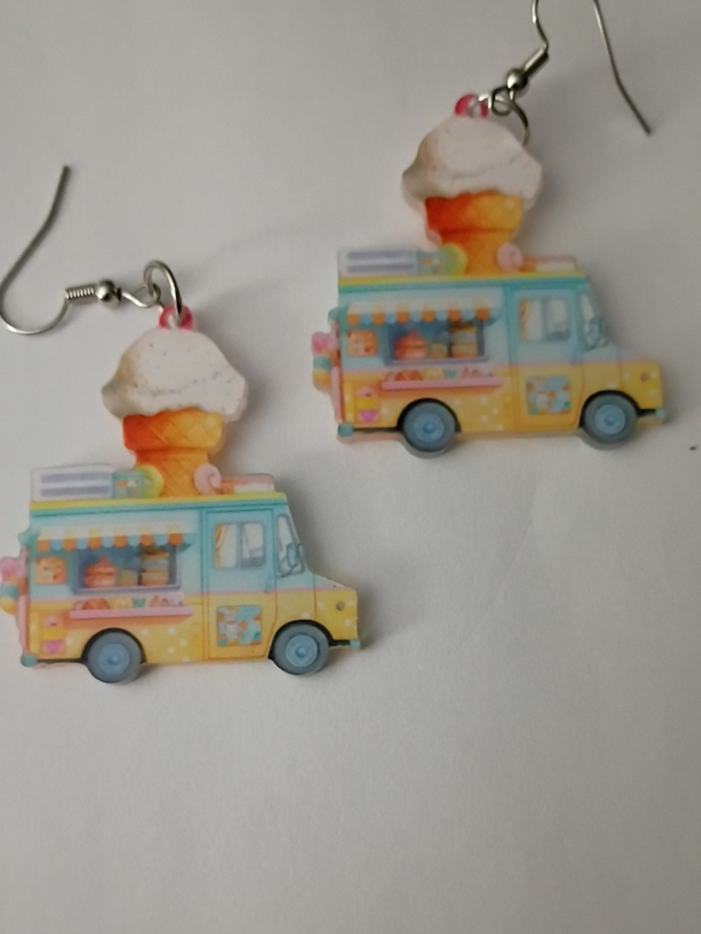 Playful Ice Cream Truck Drop Earrings in Yellow & Blue